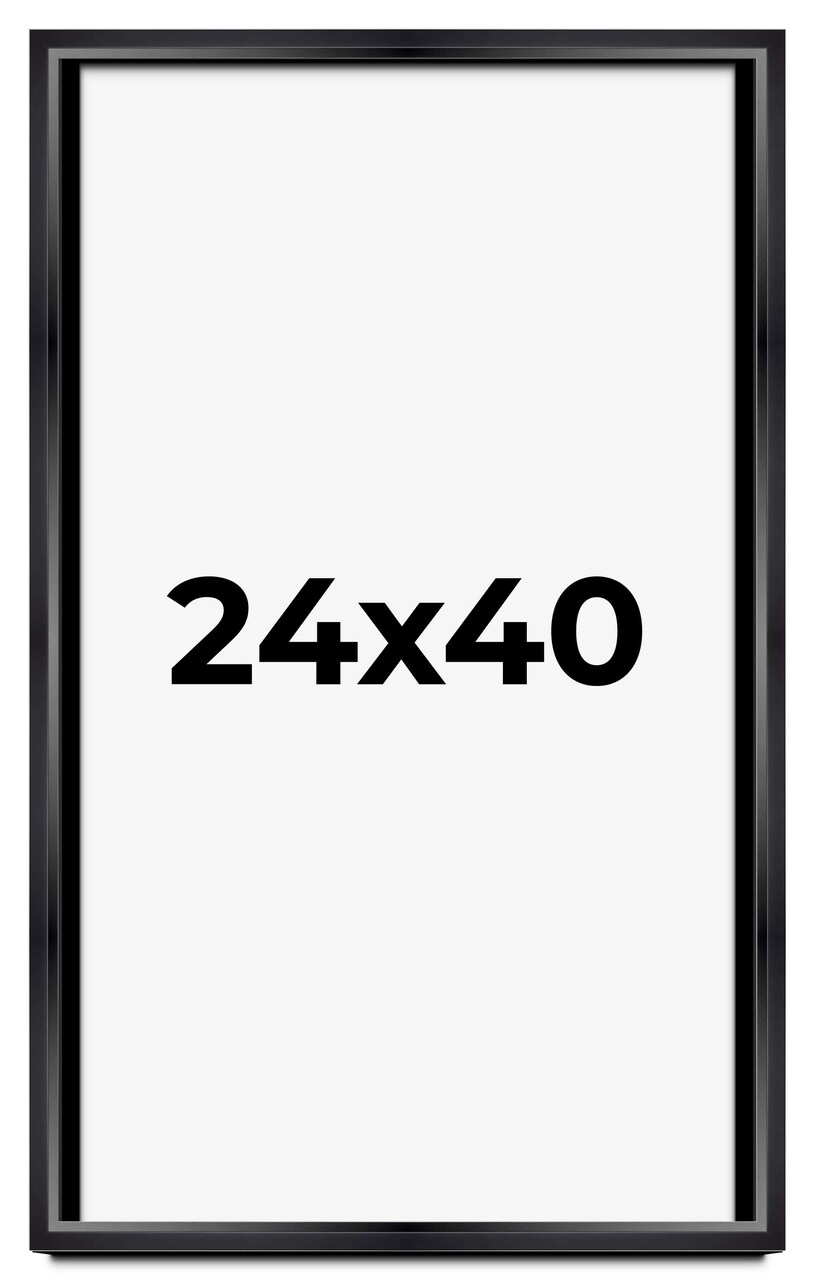 24x40 Minimalist Shadow Box Black Picture Frame - UV Acrylic, Backing, Hanging Hardware